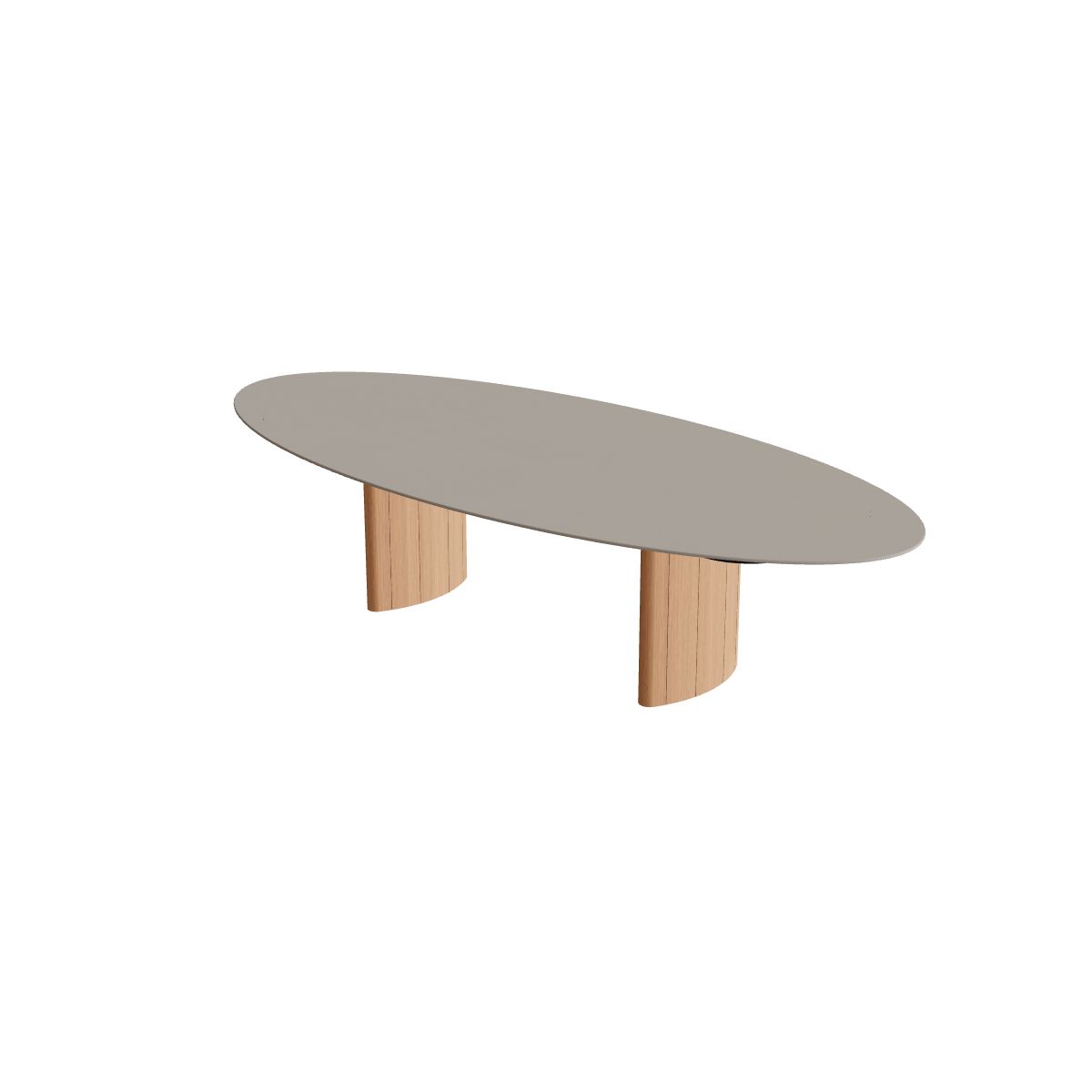 Royal Botania Regaliz Tisch Ellipse 320 x 140 cm, Esstisch, Fuß Teak, Keramik perlgrau (Pearl Grey)