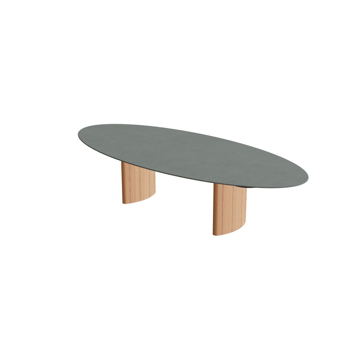 Royal Botania Regaliz Tisch Ellipse 320 x 140 cm, Esstisch, Fuß Teak, Keramik steingrün (Verdezza Amazon)