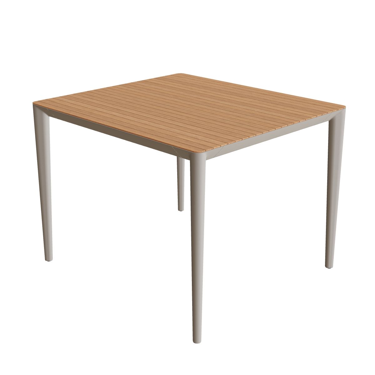Royal Botania U-Nite Esstisch 100 x 90 cm, Gestell Aluminium pebble, Platte Teak