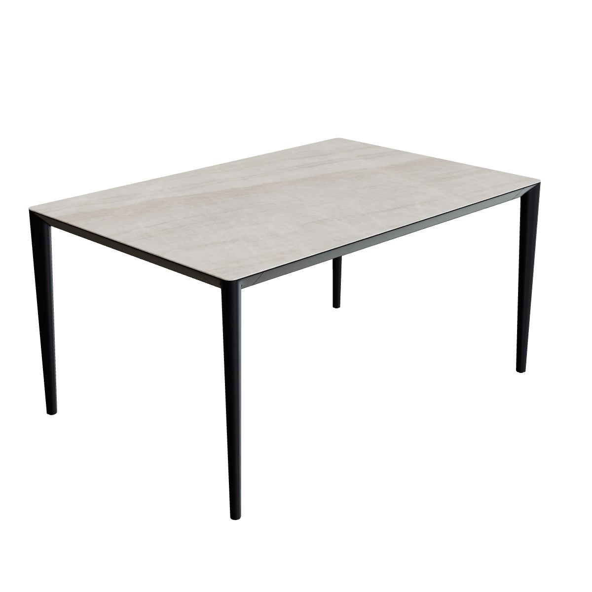 Royal Botania U-Nite Esstisch 150 x 100 cm, Gestell Aluminium anthrazit, Platte Keramik grau-braun geädert (Strato Quartz)