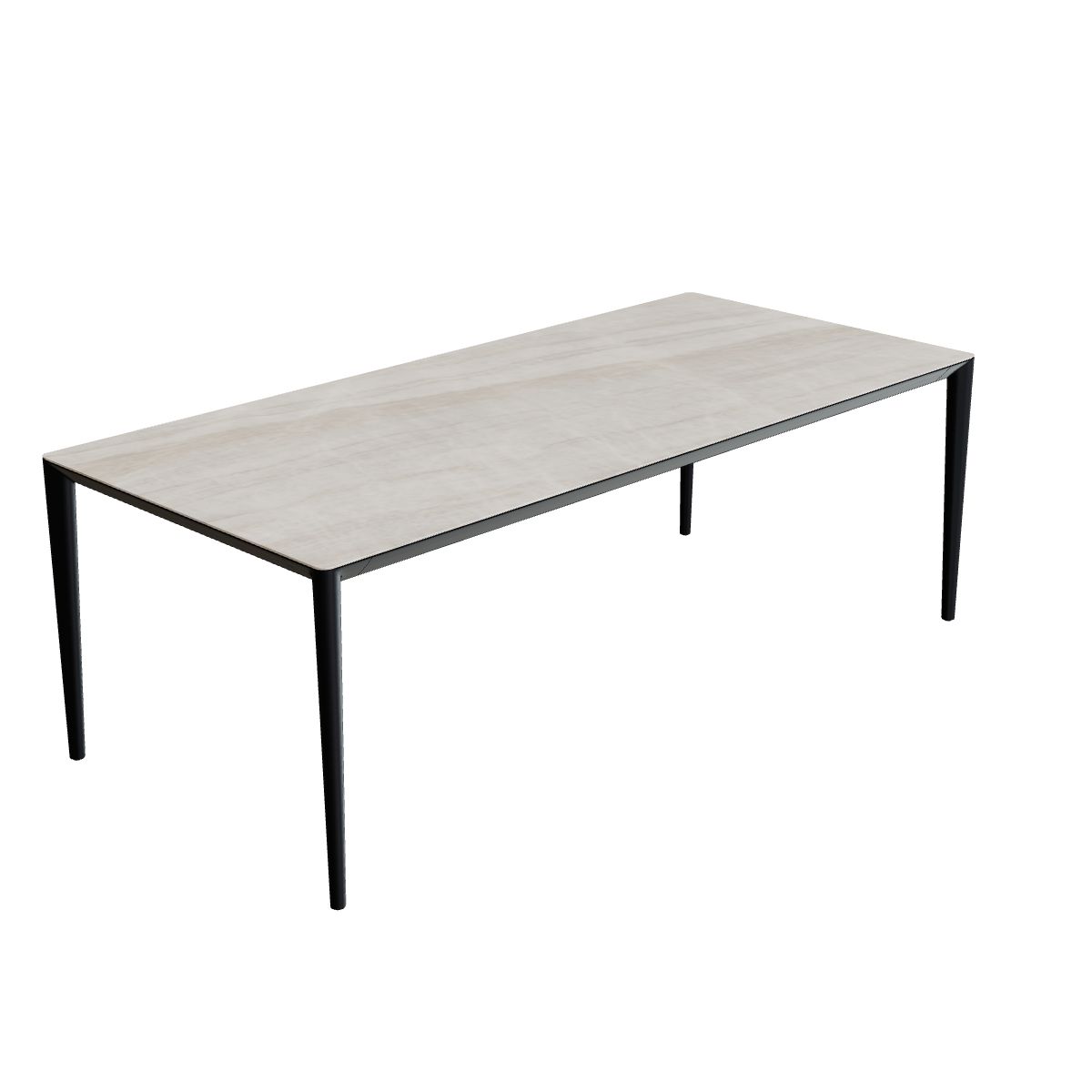 Royal Botania U-Nite Esstisch 220 x 100 cm, Gestell Aluminium anthrazit, Platte Keramik grau-braun geädert (Strato Quartz)