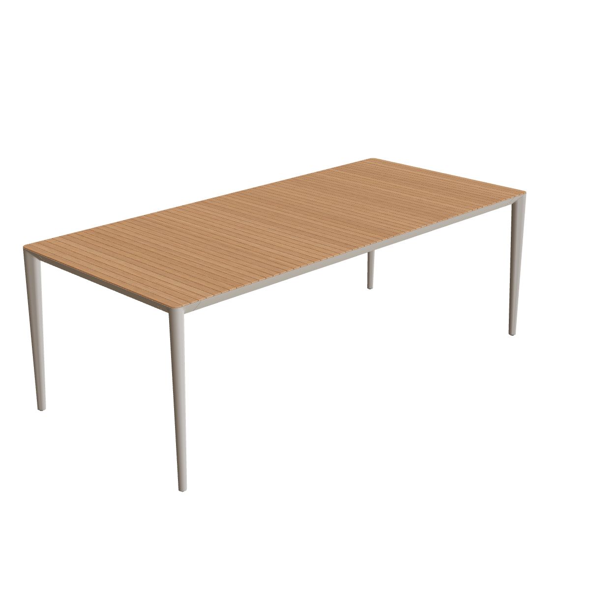 Royal Botania U-Nite Esstisch 220 x 100 cm, Gestell Aluminium pebble, Platte Teak
