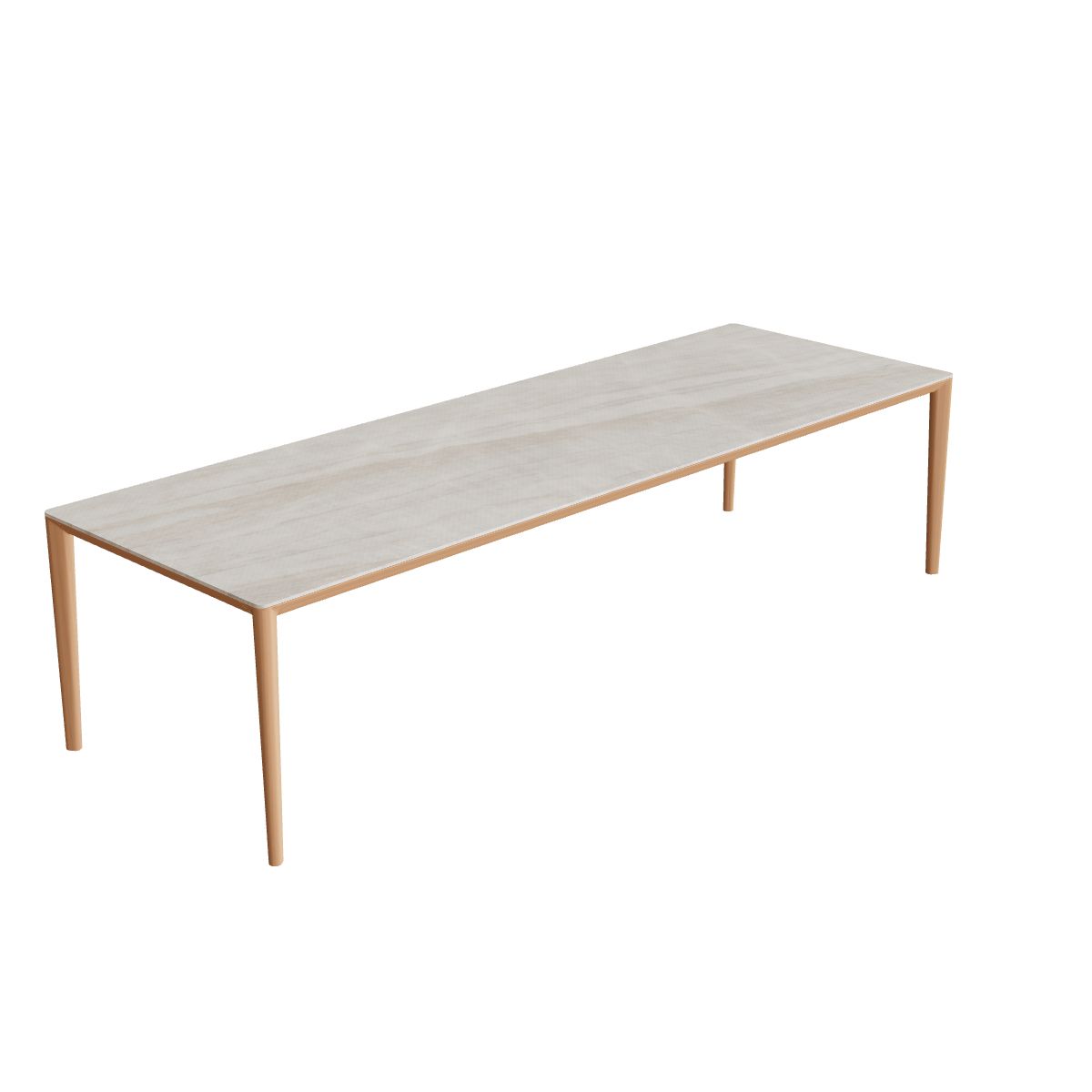 Royal Botania U-Nite Esstisch 300 x 100 cm, Gestell Teak, Platte Keramik grau-braun geädert (Strato Quartz)