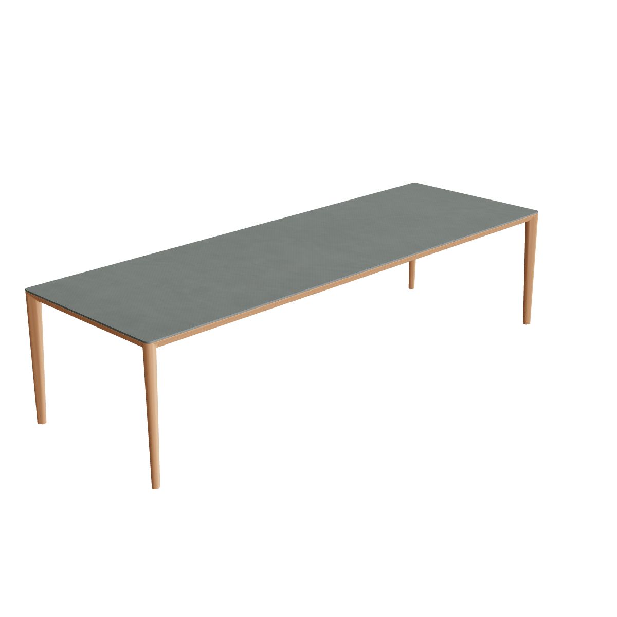 Royal Botania U-Nite Esstisch 300 x 100 cm, Gestell Teak, Platte Keramik steingrün (Verdezza Amazon)
