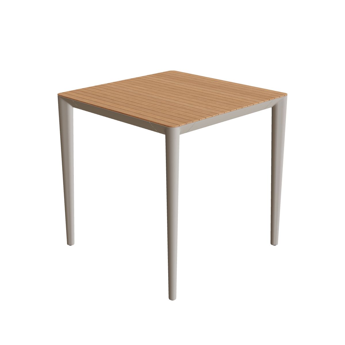Royal Botania U-Nite Esstisch 75 x 75 cm, Gestell Aluminium pebble, Platte Teak