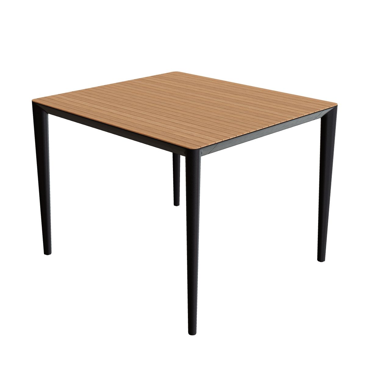 Royal Botania U-Nite Esstisch 100 x 90 cm, Gestell Aluminium bronze, Platte Teak