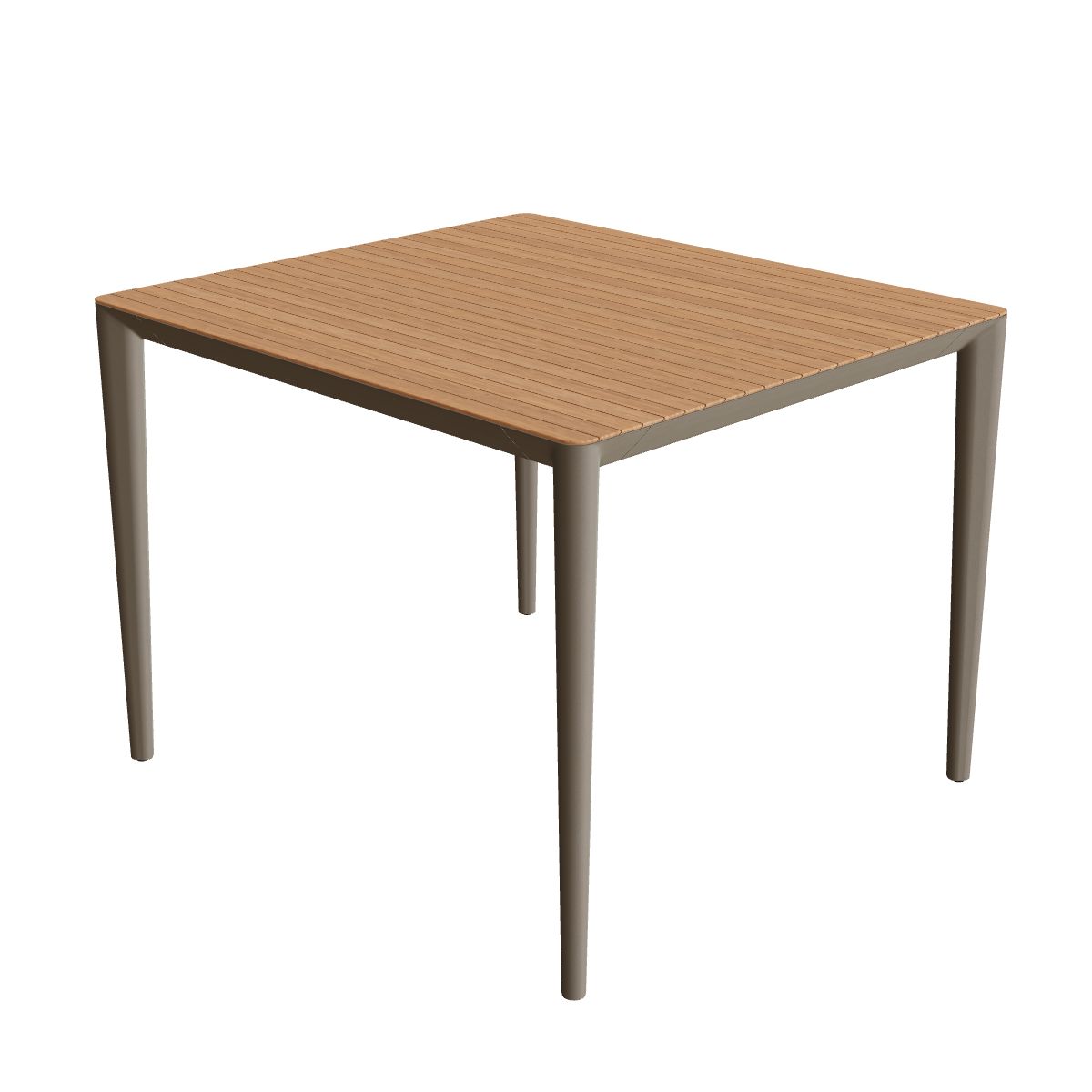 Royal Botania U-Nite Esstisch 100 x 90 cm, Gestell Aluminium sand, Platte Teak