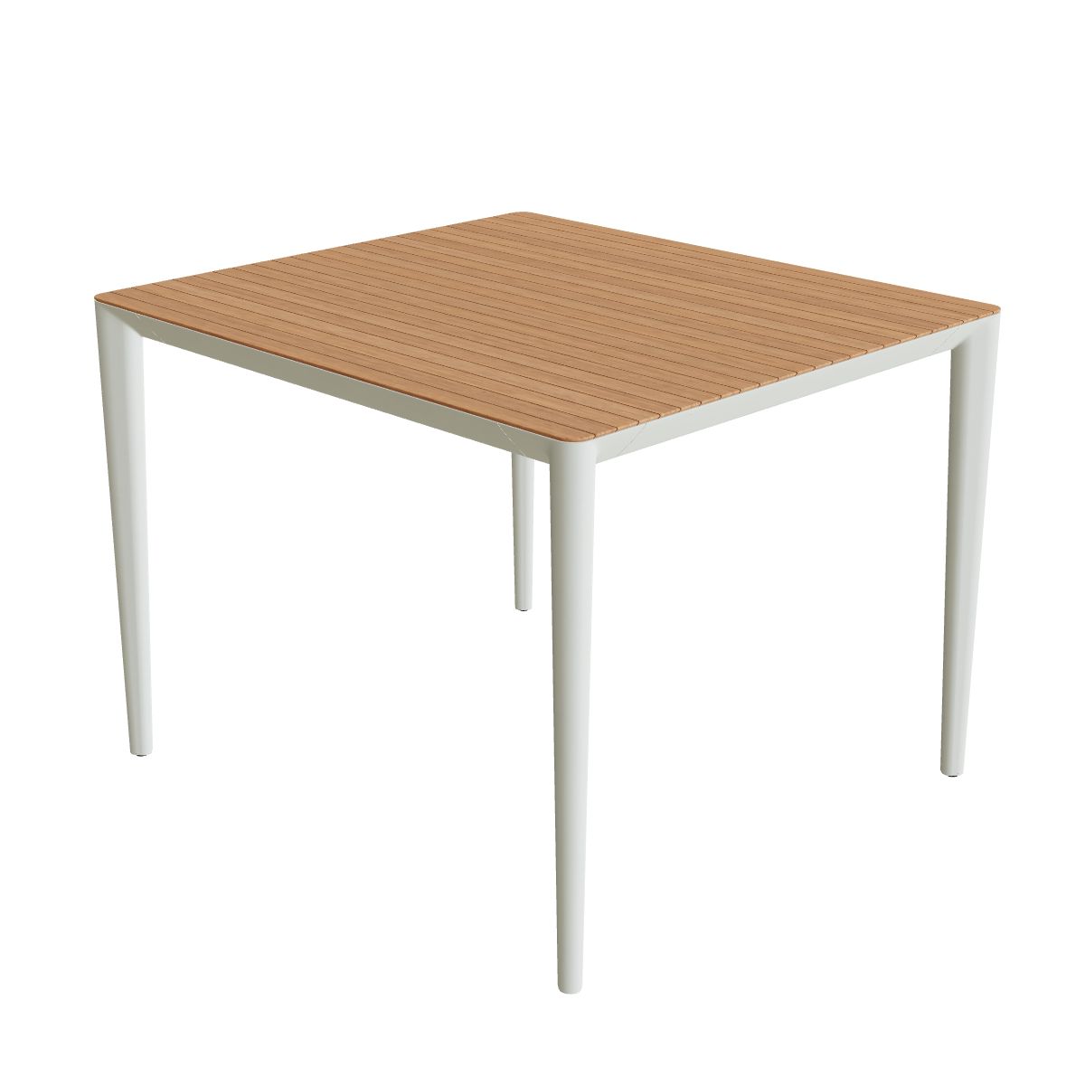 Royal Botania U-Nite Esstisch 100 x 90 cm, Gestell Aluminium weiß, Platte Teak