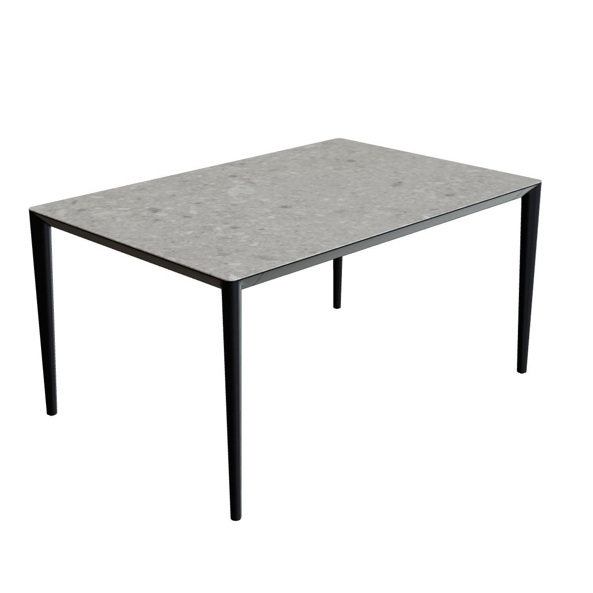 Royal Botania U-Nite Esstisch 150 x 100 cm, Gestell Aluminium anthrazit, Platte Keramik grau gemustert (Ceppo Dolomitica)