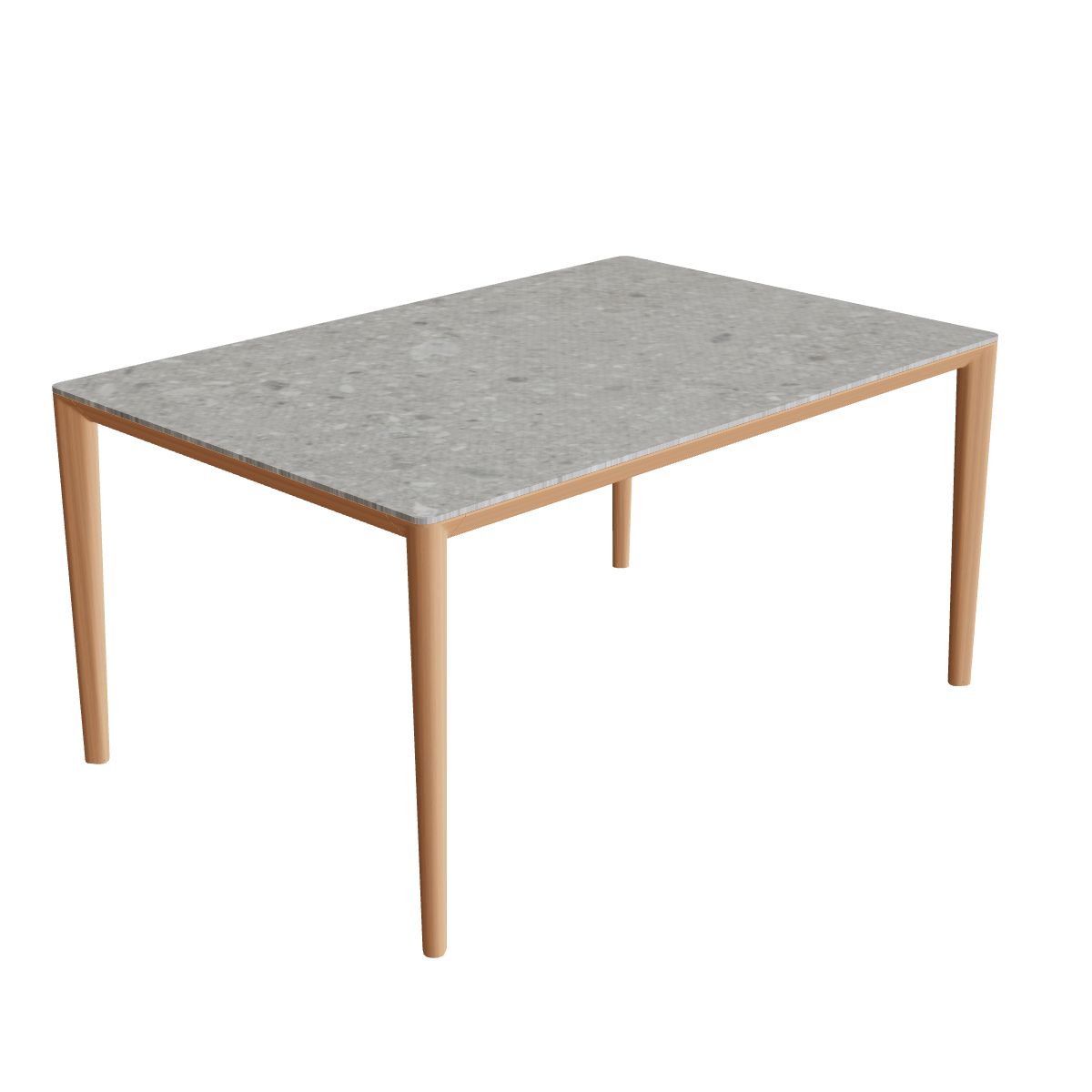 Royal Botania U-Nite Esstisch 150 x 100 cm, Gestell Teak, Platte Keramik grau gemustert (Ceppo Dolomitica)