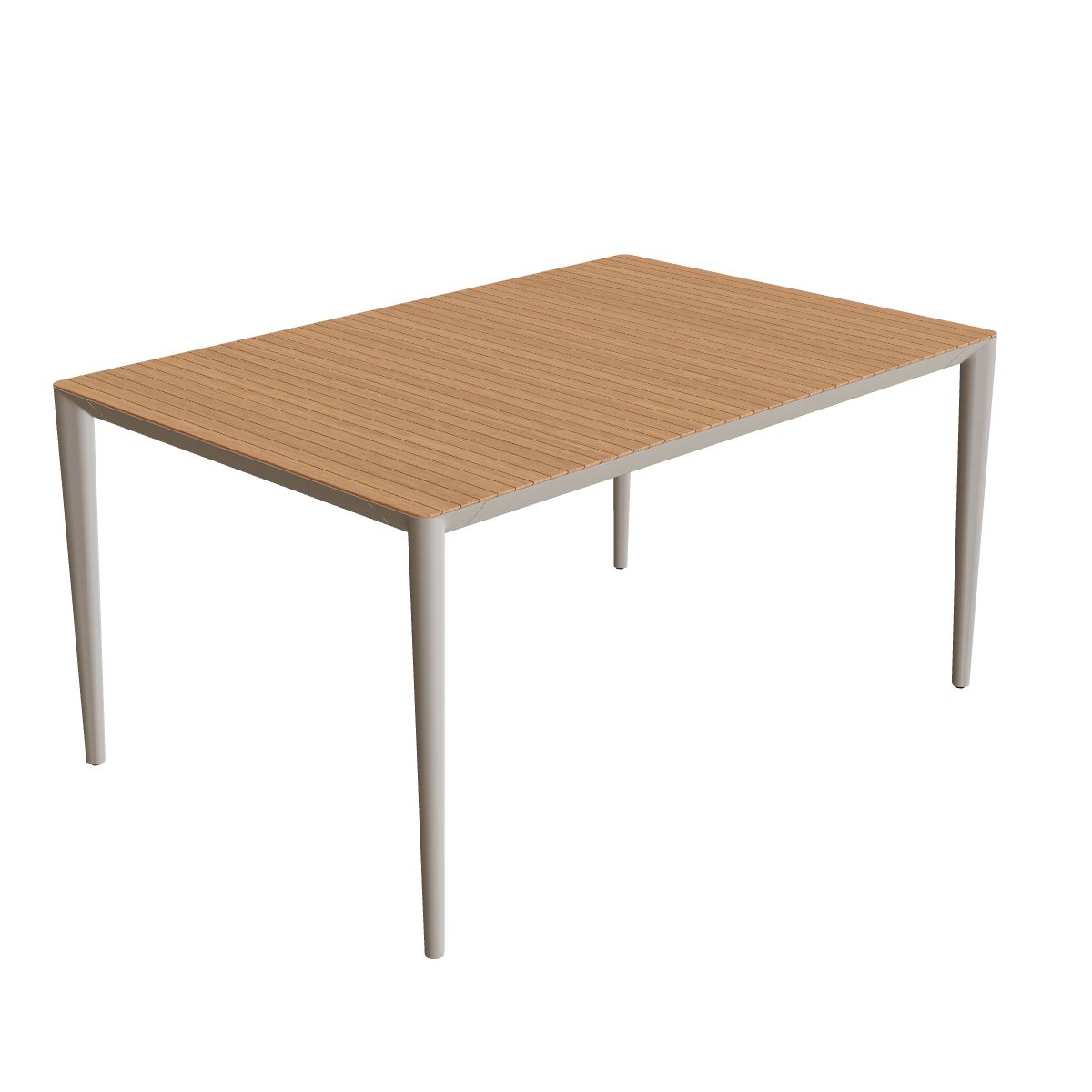 Royal Botania U-Nite Esstisch 150 x 100 cm, Gestell Aluminium pebble, Platte Teak