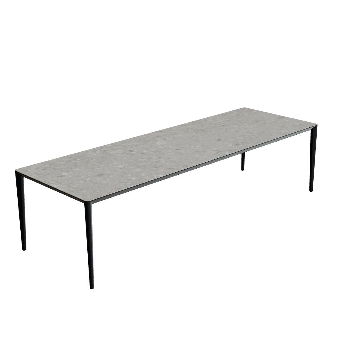 Royal Botania U-Nite Esstisch 300 x 100 cm, Gestell Aluminium anthrazit, Platte Keramik grau gemustert (Ceppo Dolomitica)