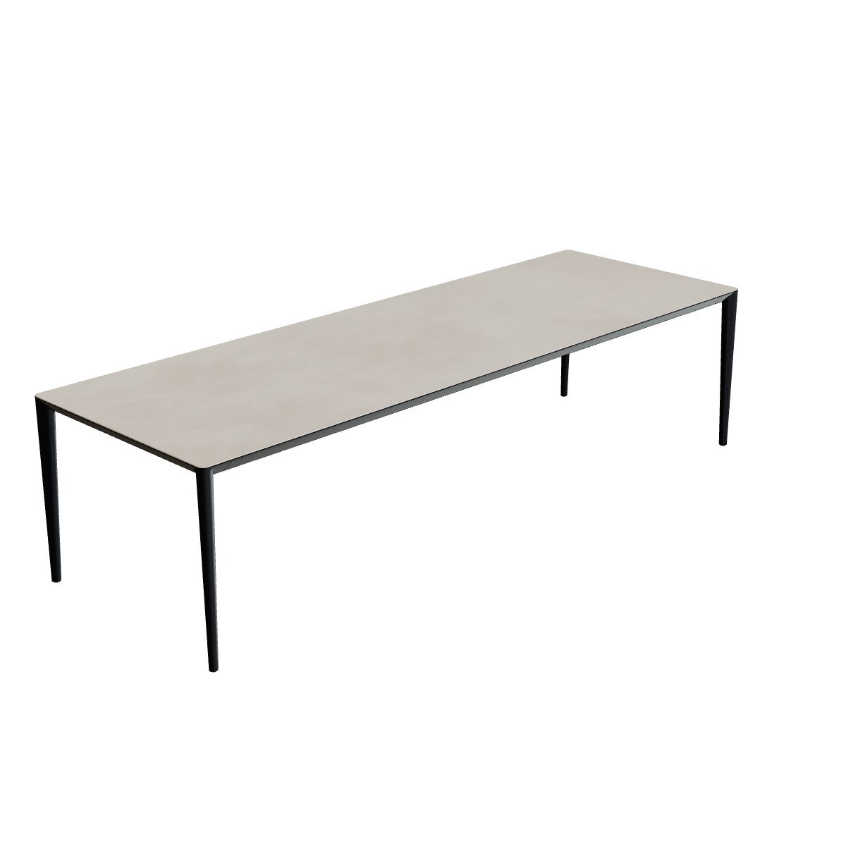 Royal Botania U-Nite Esstisch 300 x 100 cm, Gestell Aluminium anthrazit, Platte Keramik zementgrau (Cemento Luminoso)