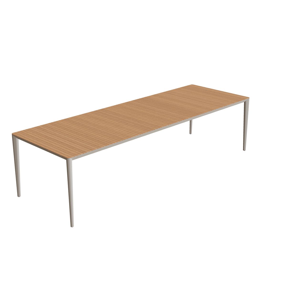 Royal Botania U-Nite Esstisch 300 x 100 cm, Gestell Aluminium pebble, Platte Teak