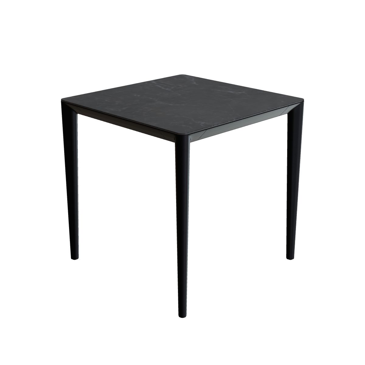 Royal Botania U-Nite Esstisch 75 x 75 cm, Gestell Aluminium anthrazit, Platte Keramik schwarz geädert (Nero Marquina)
