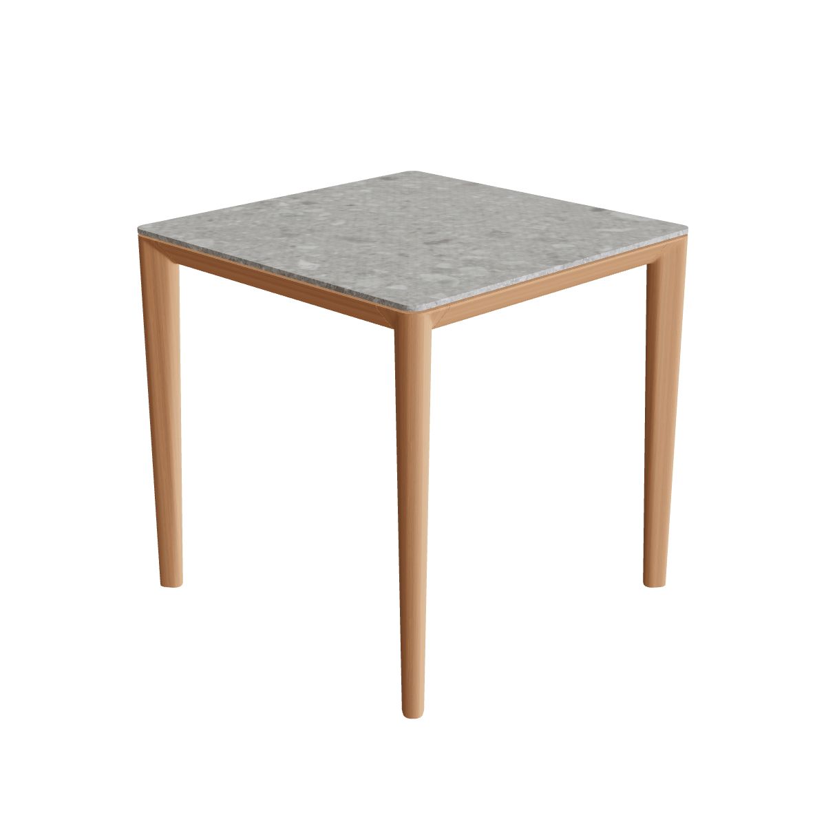 Royal Botania U-Nite Esstisch 75 x 75 cm, Gestell Teak, Platte Keramik grau gemustert (Ceppo Dolomitica)