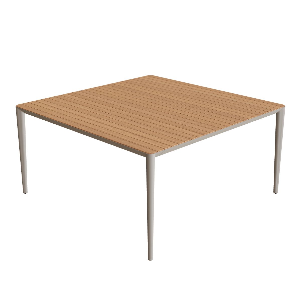 Royal Botania U-Nite Esstisch 150 x 150 cm, Gestell Aluminium pebble, Platte Teak