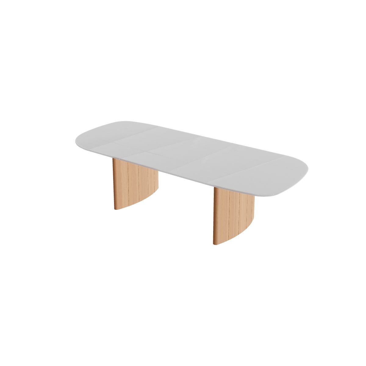 Royal Botania Regaliz Segmenttisch 310 x 130 cm, Esstisch, Fuß Teak, Glas Ondula pebble