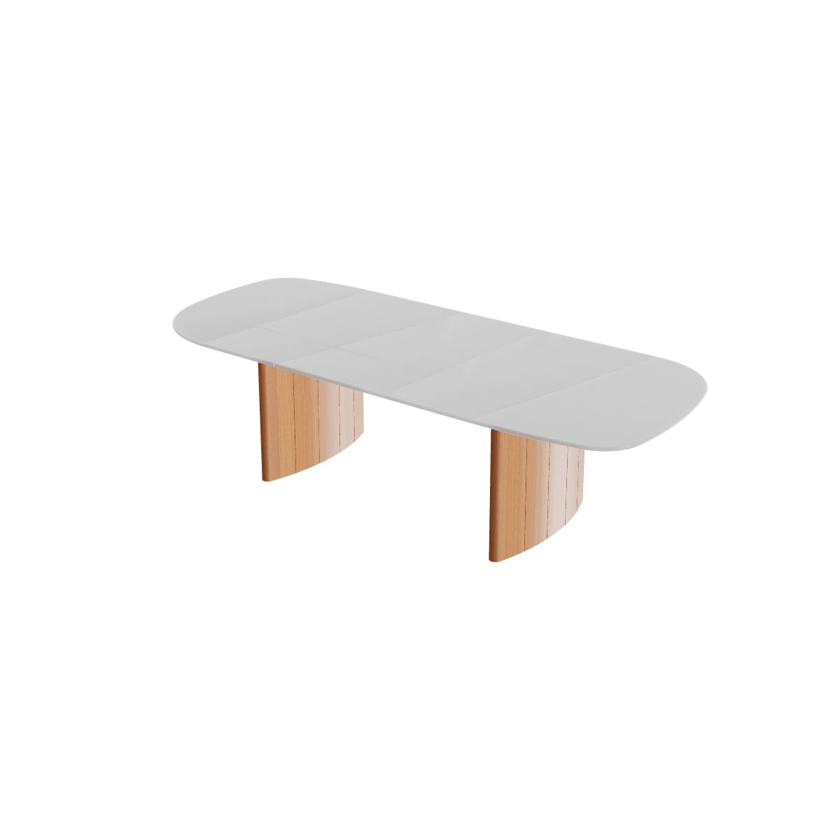 Royal Botania Regaliz Segmenttisch 310 x 130 cm, Esstisch, Fuß Teak geölt, Glas Ondula pebble