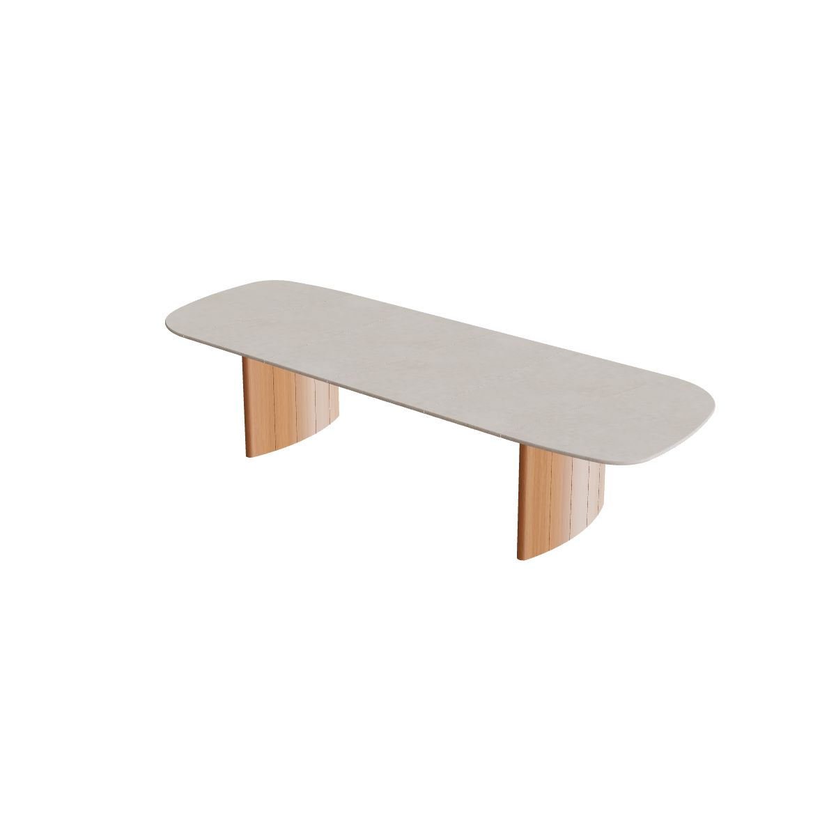 Royal Botania Regaliz Segmenttisch 370 x 130 cm, Esstisch, Fuß Teak geölt, Keramik grau gesprenkelt (Sienna Arena)