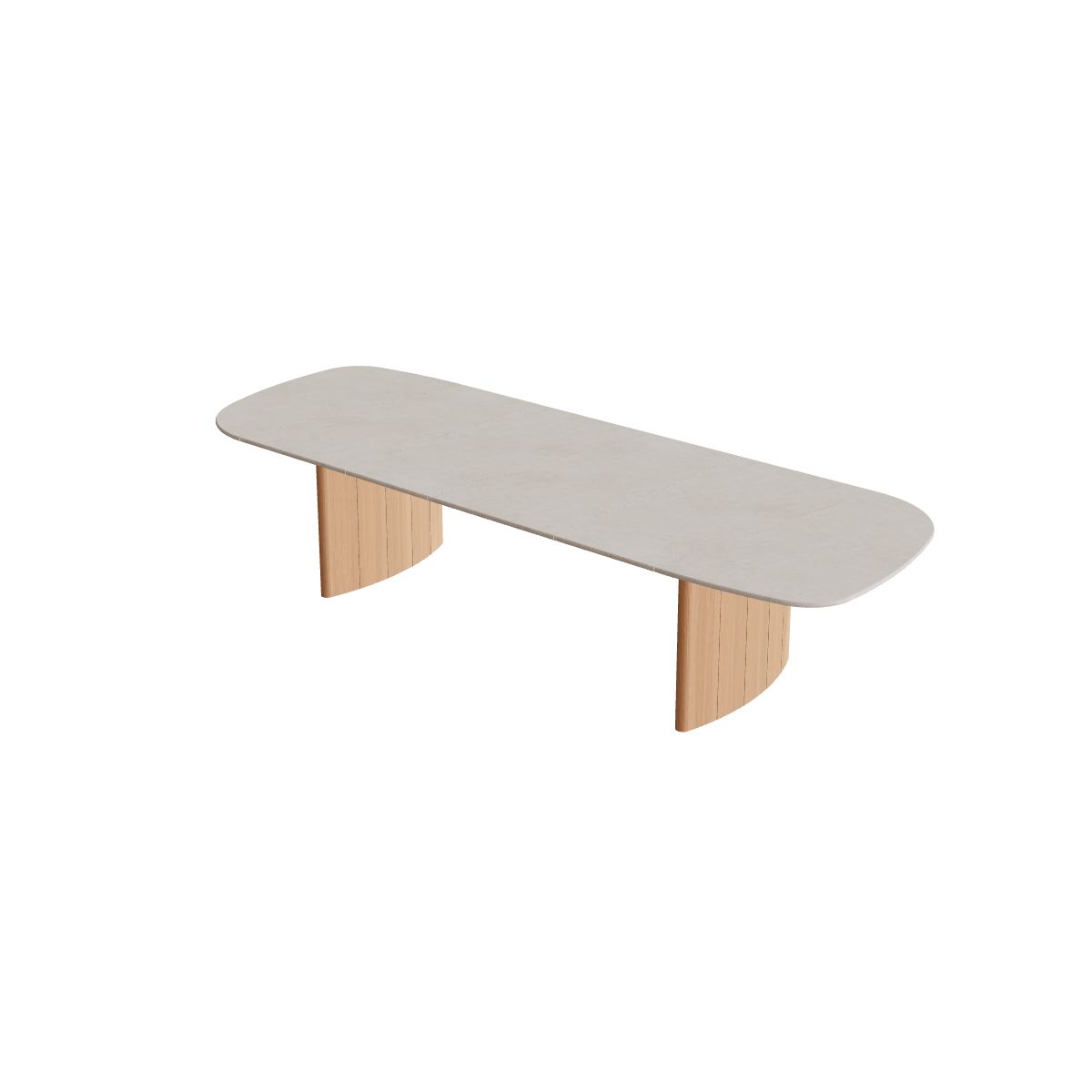 Royal Botania Regaliz Segmenttisch 370 x 130 cm, Esstisch, Fuß Teak, Keramik grau gesprenkelt (Sienna Arena)