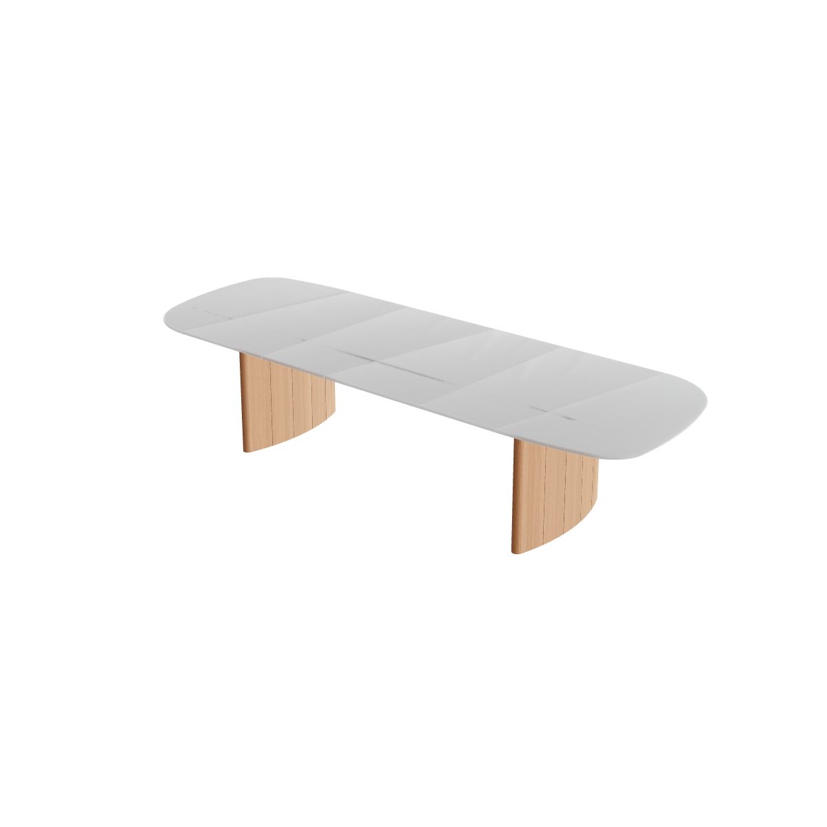 Royal Botania Regaliz Segmenttisch 370 x 130 cm, Esstisch, Fuß Teak, Glas Ondula pebble
