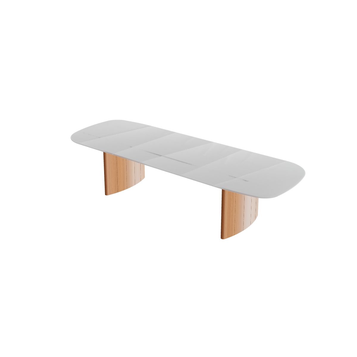Royal Botania Regaliz Segmenttisch 370 x 130 cm, Esstisch, Fuß Teak geölt, Glas Ondula pebble