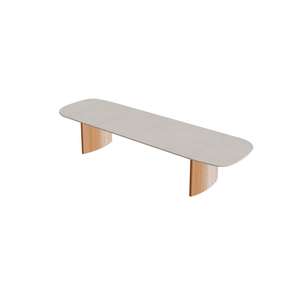 Royal Botania Regaliz Segmenttisch 430 x 130 cm, Esstisch, Fuß Teak geölt, Keramik grau gesprenkelt (Sienna Arena)