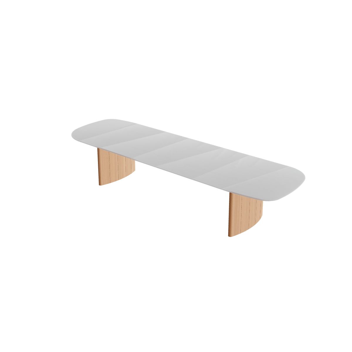 Royal Botania Regaliz Segmenttisch 430 x 130 cm, Esstisch, Fuß Teak, Glas Ondula pebble