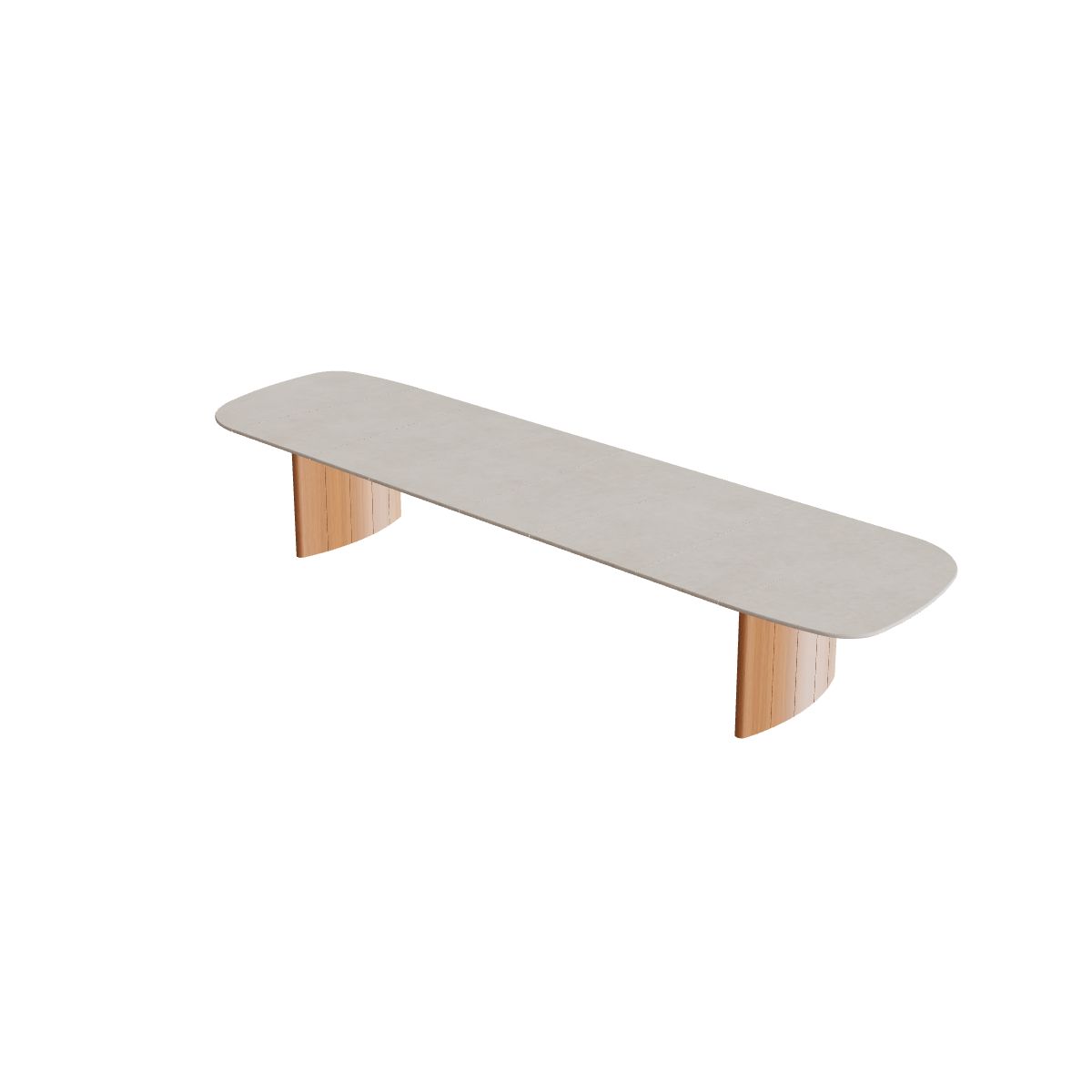 Royal Botania Regaliz Segmenttisch 490 x 130 cm, Esstisch, Fuß Teak geölt, Keramik grau gesprenkelt (Sienna Arena)