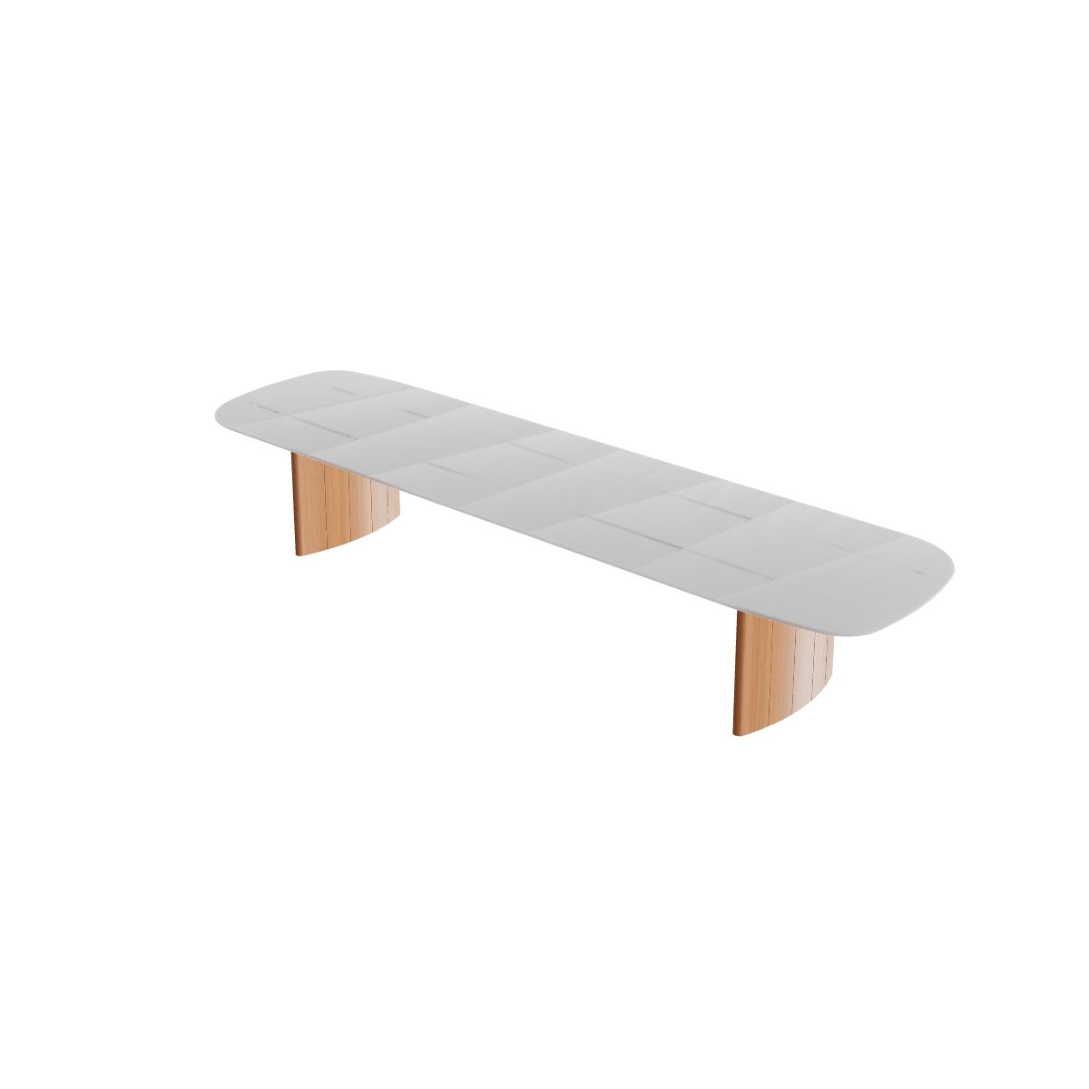 Royal Botania Regaliz Segmenttisch 490 x 130 cm, Esstisch, Fuß Teak geölt, Glas Ondula pebble