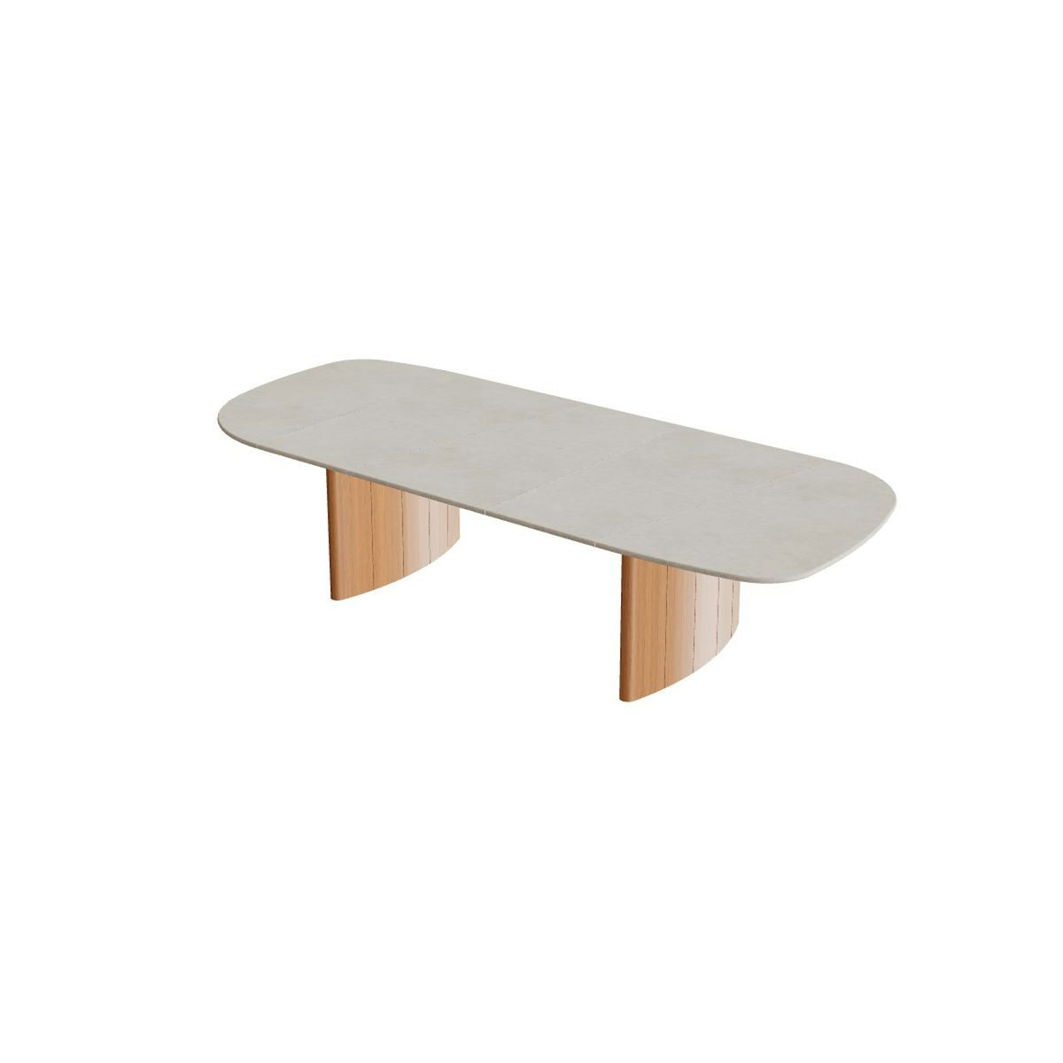 Royal Botania Regaliz Segmenttisch 310 x 130 cm – niedriger Esstisch, H 67 cm · Teak geölt · Keramik grau gesprenkelt (Sienna Arena)
