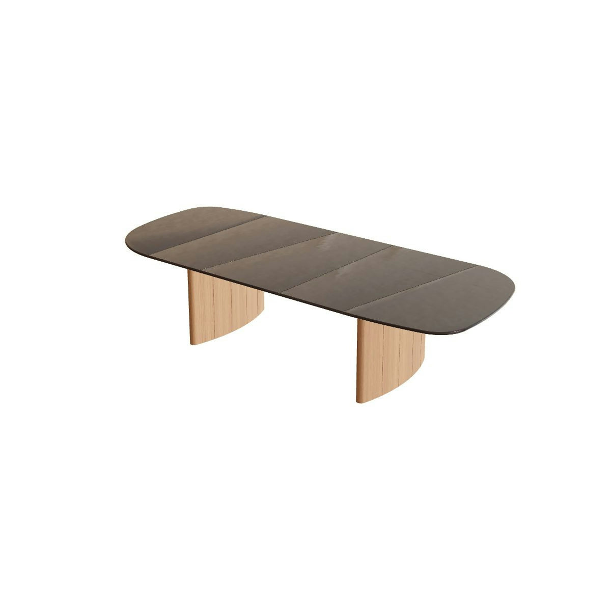 Royal Botania Regaliz Segmenttisch 310 x 130 cm – niedriger Esstisch, H 67 cm · Teak · Glas Ondula bronzo