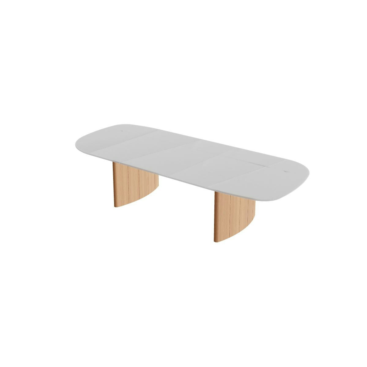 Royal Botania Regaliz Segmenttisch 310 x 130 cm – niedriger Esstisch, H 67 cm · Teak · Glas Ondula pebble