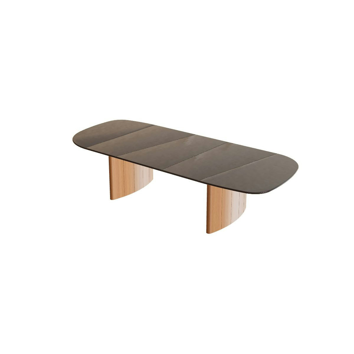 Royal Botania Regaliz Segmenttisch 310 x 130 cm – niedriger Esstisch, H 67 cm · Teak geölt · Glas Ondula bronzo