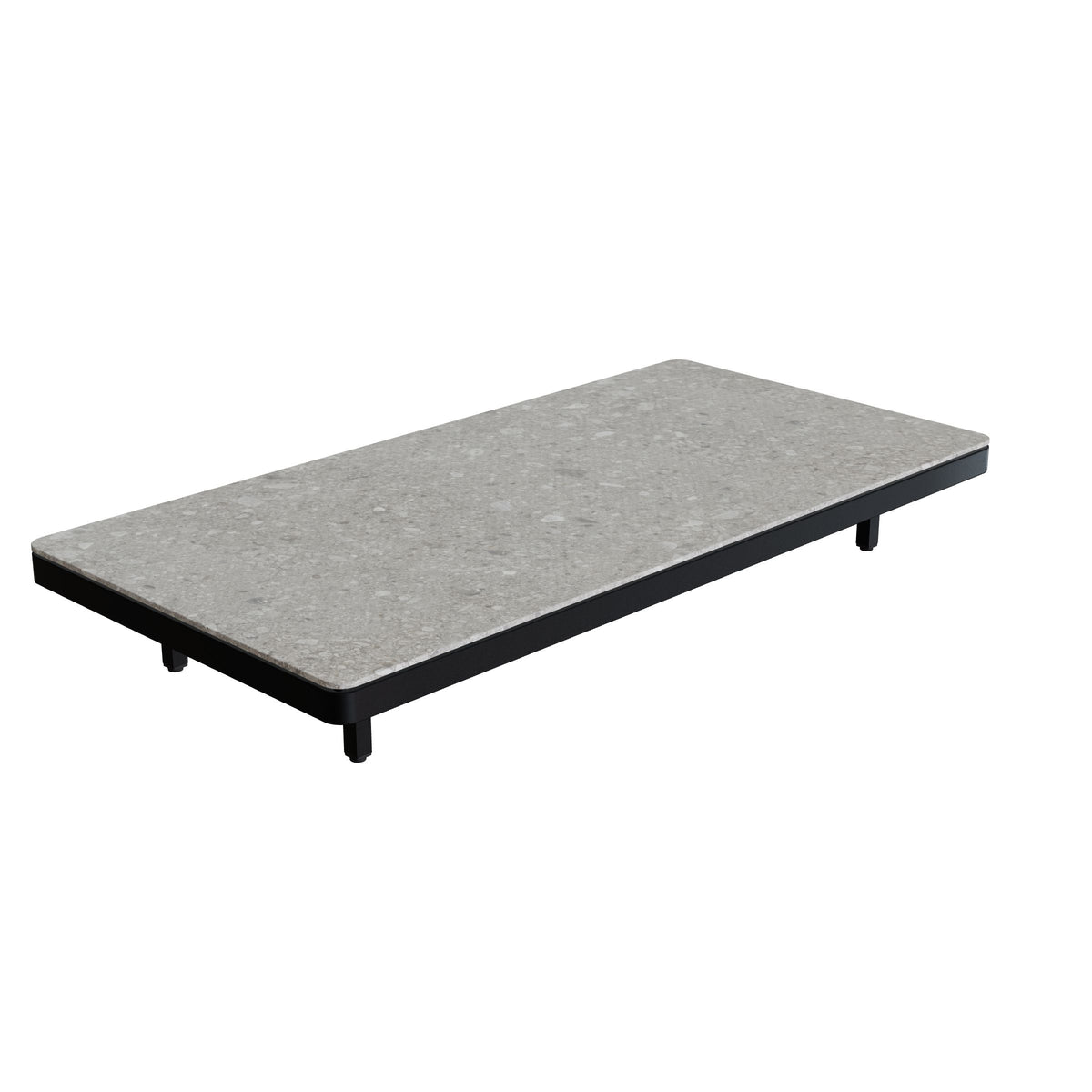 Royal Botania Alura Lounge Tisch 160 × 80 cm, Tischmodul (Sockelhöhe), Gestell anthrazit, Keramik grau gemustert (Ceppo Dolomitica)