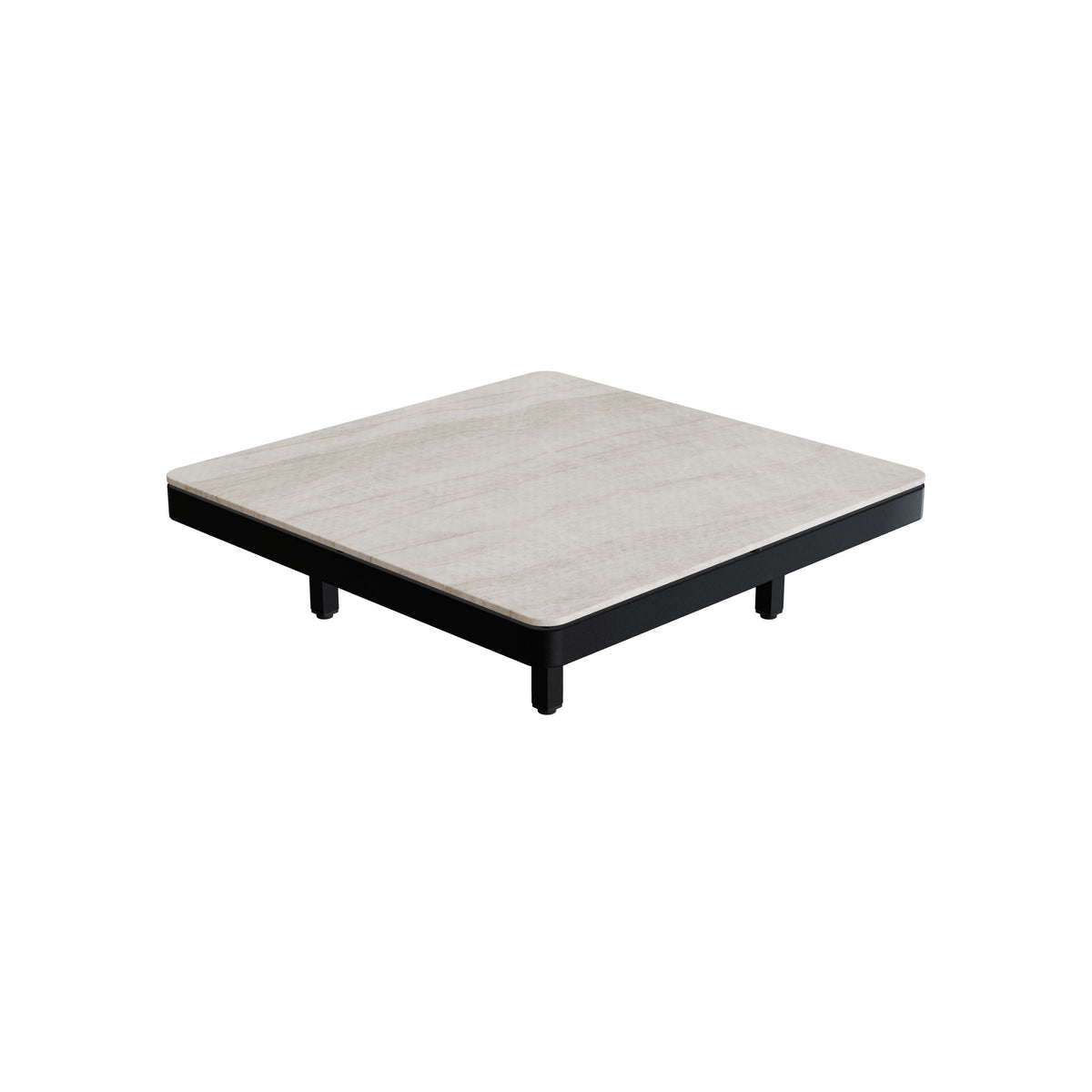 Royal Botania Alura Lounge Tisch 80 × 80 cm, Tischmodul (Sockelhöhe), Gestell anthrazit, Keramik grau-braun geädert (Strato Quartz)
