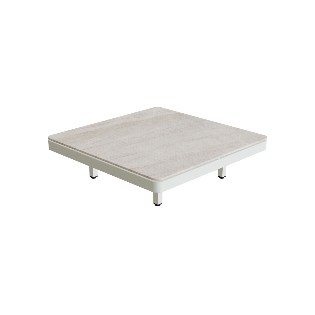 Royal Botania Alura Lounge Tisch 80 × 80 cm, Tischmodul (Sockelhöhe), Gestell weiß, Keramik grau-braun geädert (Strato Quartz)
