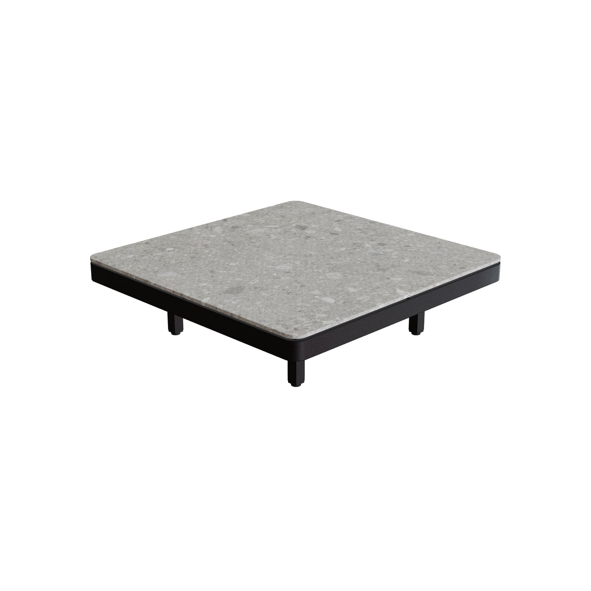 Royal Botania Alura Lounge Tisch 80 × 80 cm, Tischmodul (Sockelhöhe), Gestell bronze, Keramik grau gemustert (Ceppo Dolomitica)