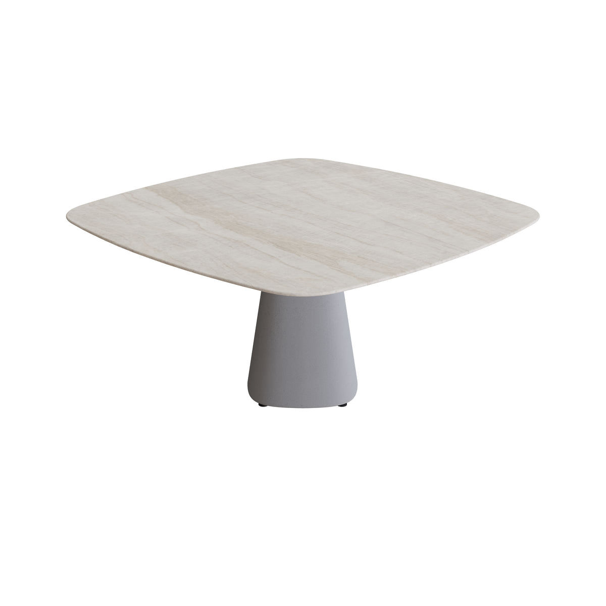 Royal Botania Conix Tisch 150 x 150 cm, Esstisch, Sockel zementgrau (cement grey), Keramik grau-braun geädert (Strato Quartz)