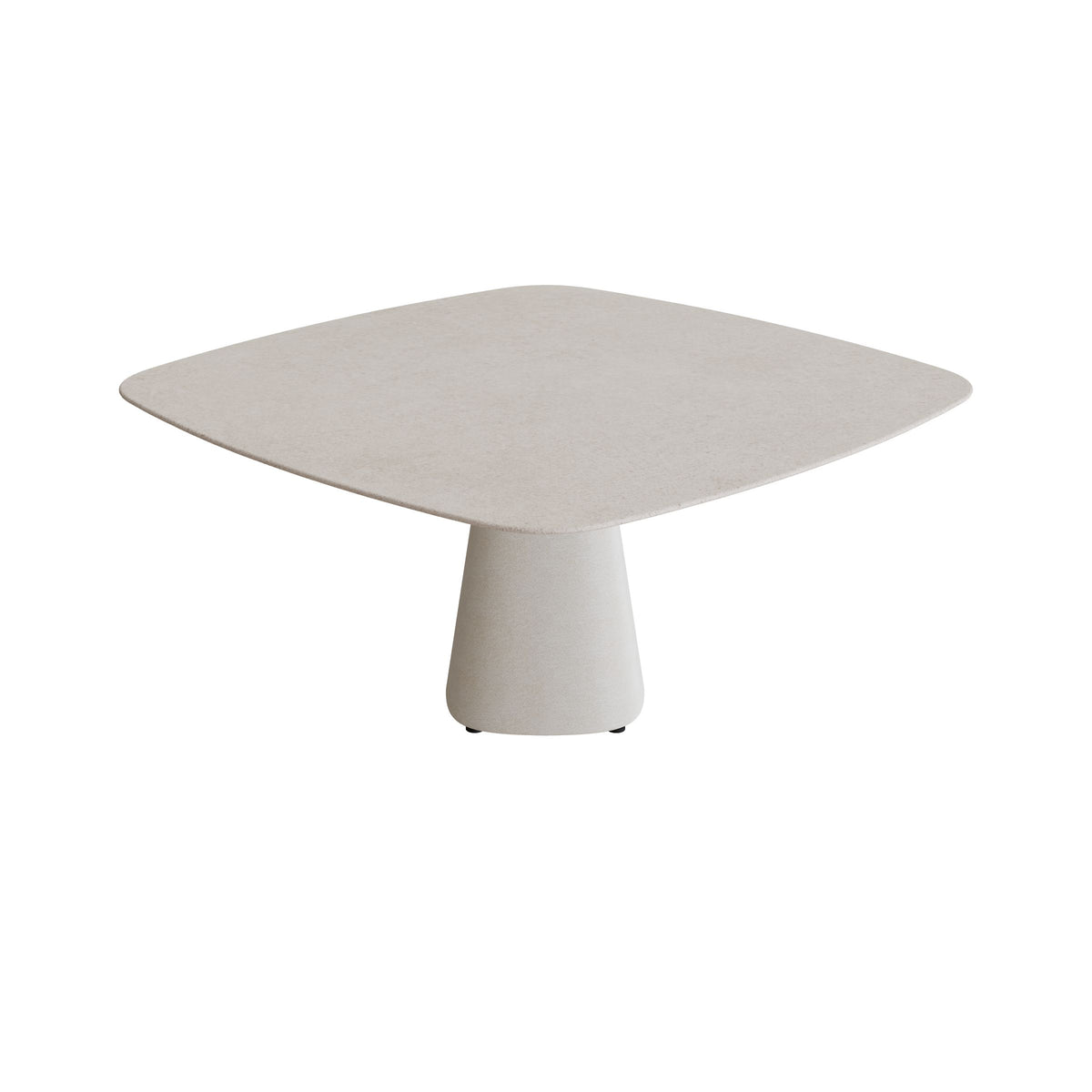 Royal Botania Conix Tisch 150 x 150 cm, Esstisch, Sockel sand (desert), Keramik grau gesprenkelt (Sienna Arena)