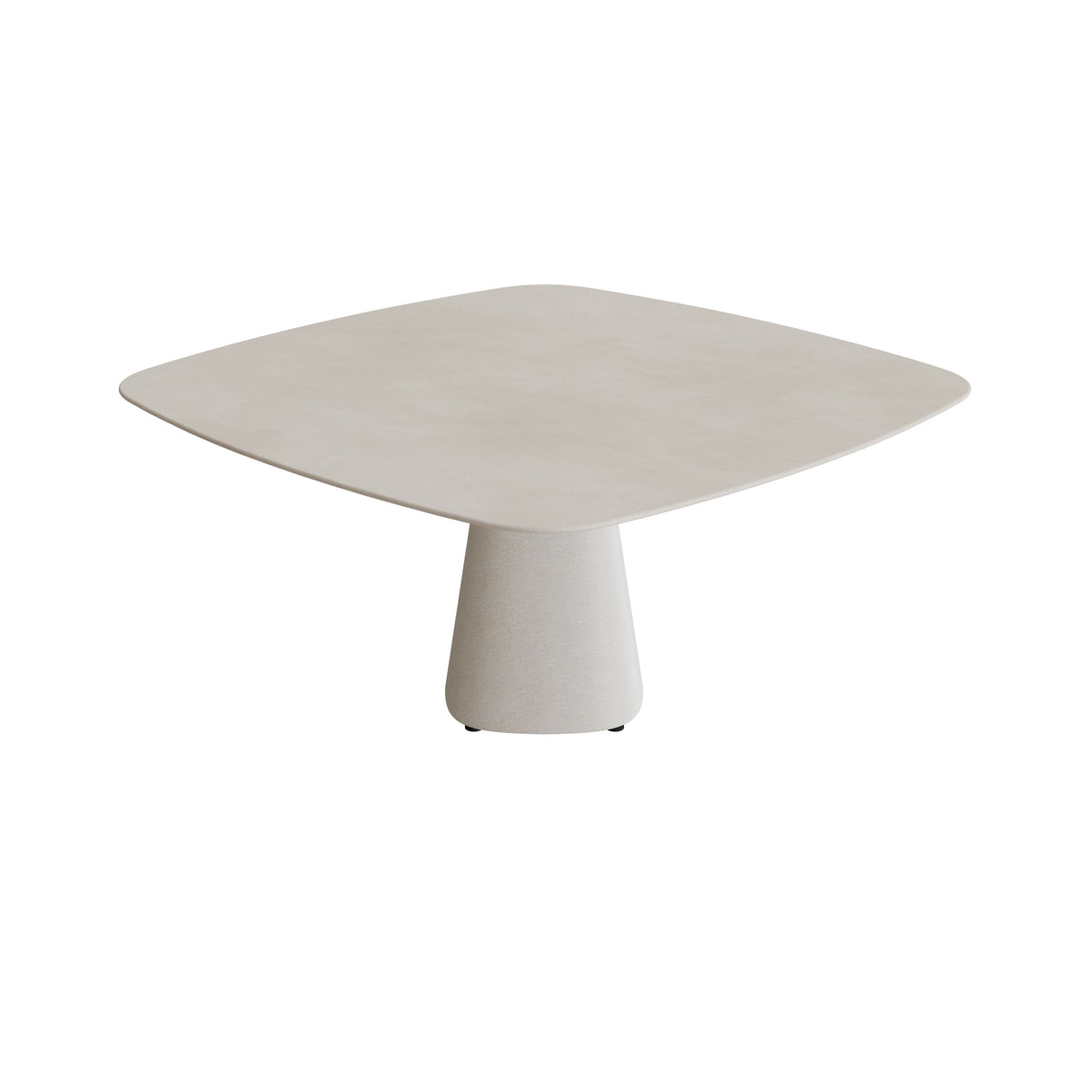 Royal Botania Conix Tisch 150 x 150 cm, Esstisch, Sockel sand (desert), Keramik zementgrau (Cemento Luminoso)