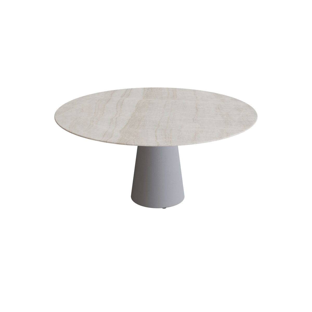 Royal Botania Conix Tisch rund 160 cm, Esstisch, Sockel zementgrau (cement grey), Keramik grau-braun geädert (Strato Quartz)