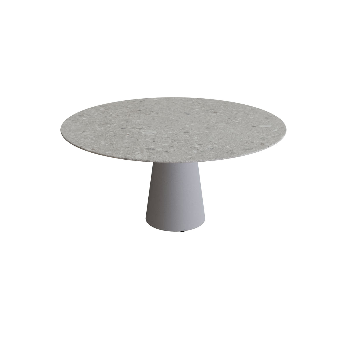 Royal Botania Conix Tisch rund 160 cm, Esstisch, Sockel zementgrau (cement grey), Keramik grau gemustert (Ceppo Dolomitica)