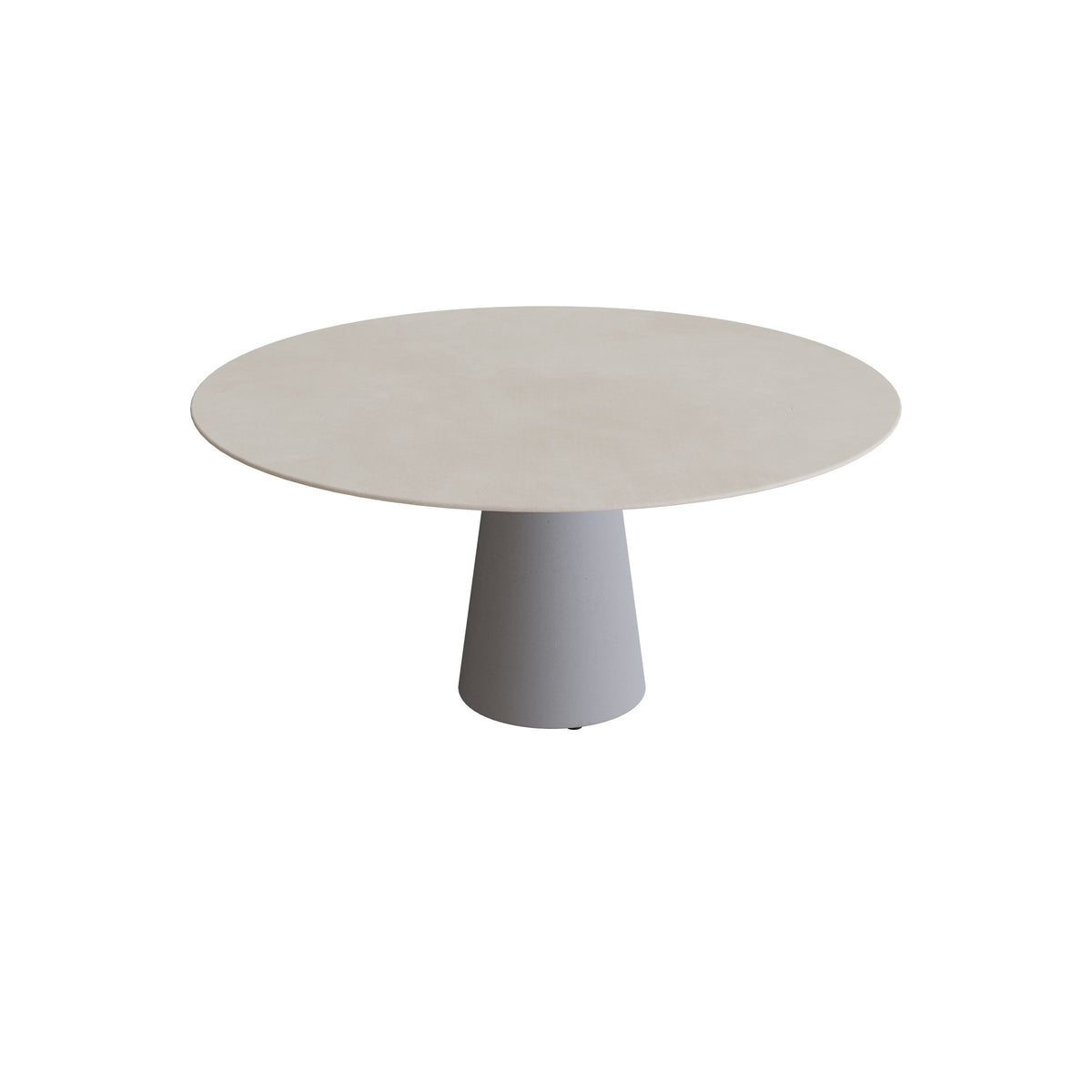 Royal Botania Conix Tisch rund 160 cm, Esstisch, Sockel zementgrau (cement grey), Keramik zementgrau (Cemento Luminoso)