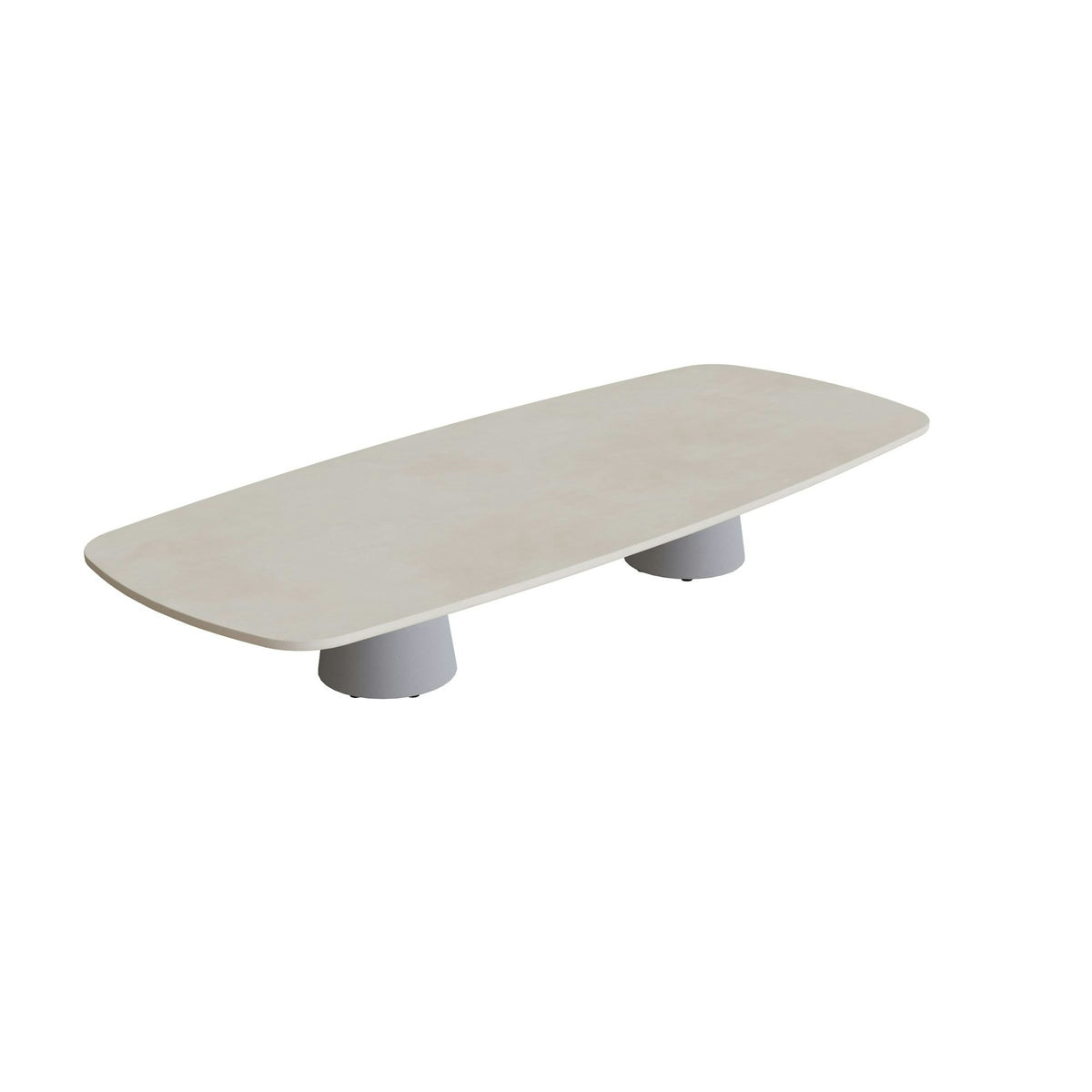 Royal Botania Conix Tisch 300 x 120 cm – hoher Loungetisch, H 50 cm · Sockel zementgrau (cement grey) · Keramik zementgrau (Cemento Luminoso)