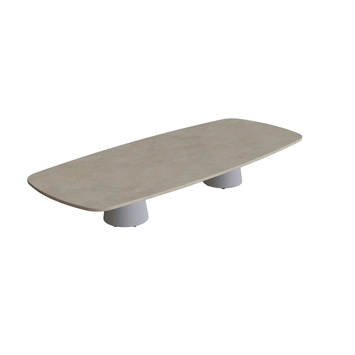 Royal Botania Conix Tisch 300 x 120 cm – hoher Loungetisch, H 50 cm · Sockel zementgrau (cement grey) · Keramik graubraun (Terra Sabbia)