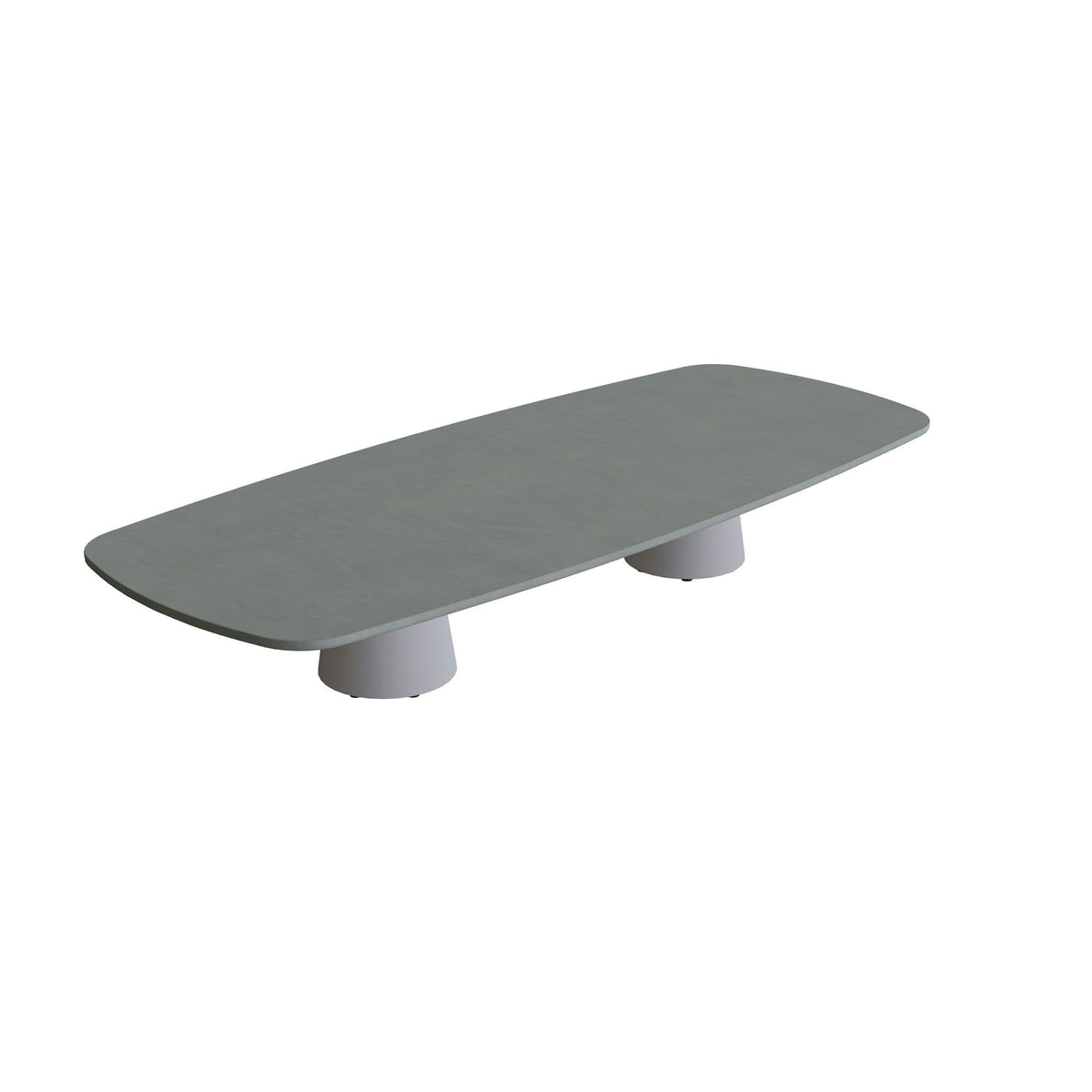 Royal Botania Conix Tisch 300 x 120 cm – hoher Loungetisch, H 50 cm · Sockel zementgrau (cement grey) · Keramik steingrün (Verdezza Amazon)