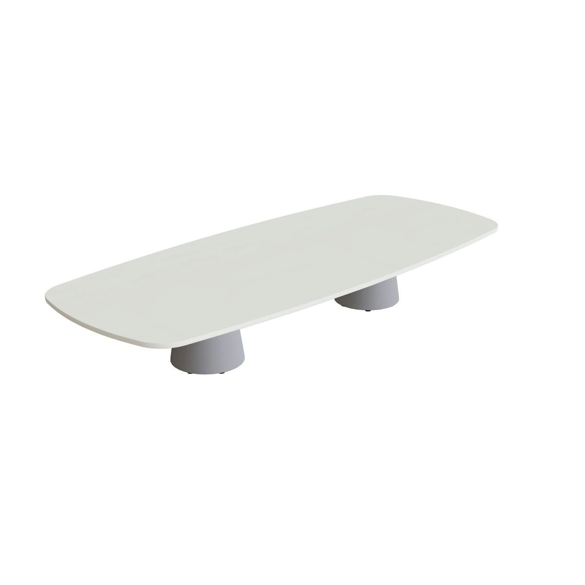 Royal Botania Conix Tisch 300 x 120 cm – hoher Loungetisch, H 50 cm · Sockel zementgrau (cement grey) · Keramik weiß (white)