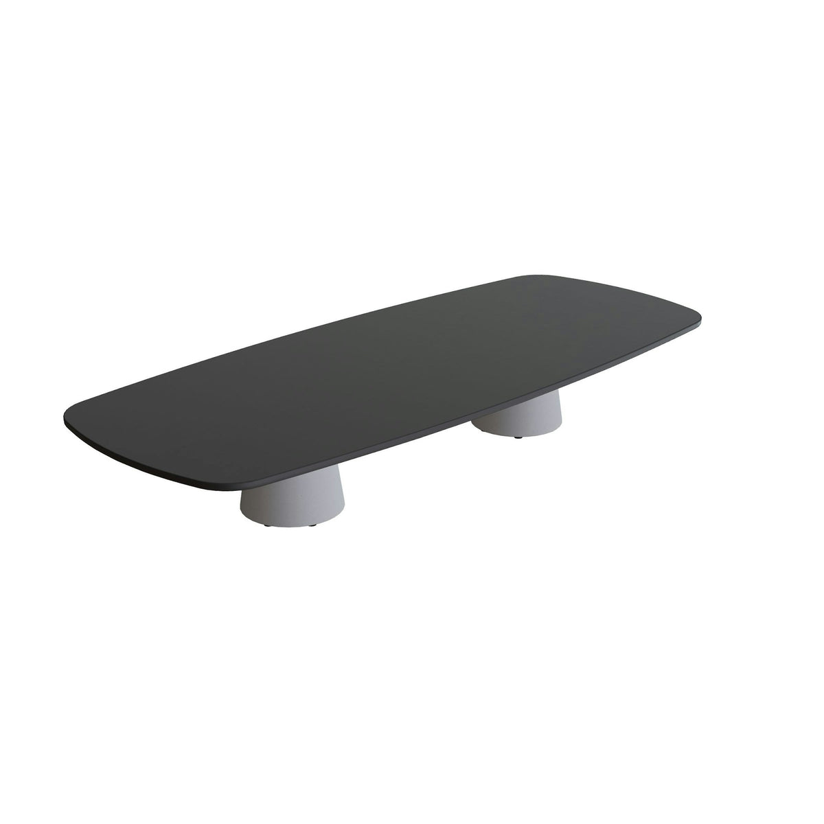 Royal Botania Conix Tisch 300 x 120 cm – hoher Loungetisch, H 50 cm · Sockel zementgrau (cement grey) · Keramik schwarz (black)